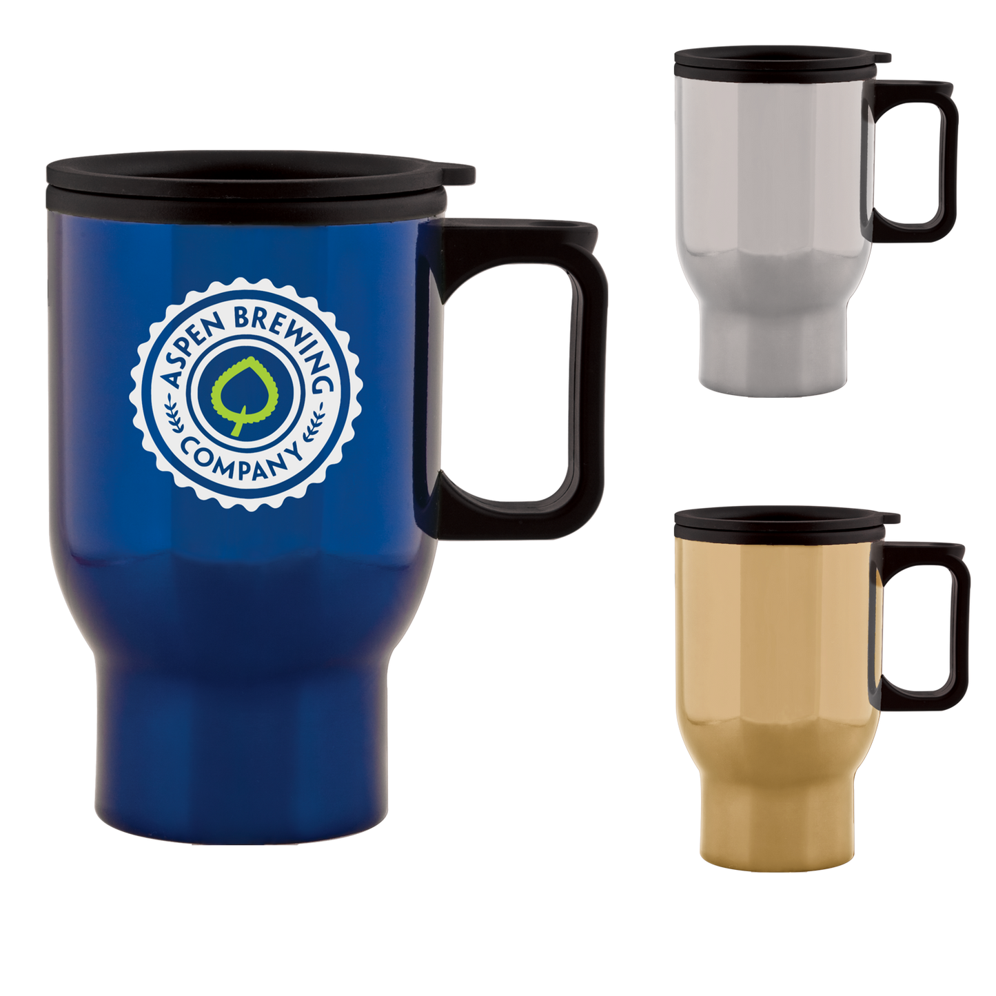 Blue 15 Oz Aspen Stainless Travel Mug