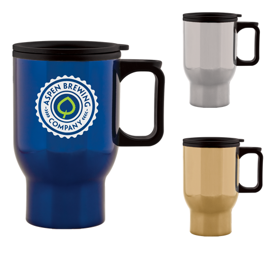 Blue 15 Oz Aspen Stainless Travel Mug