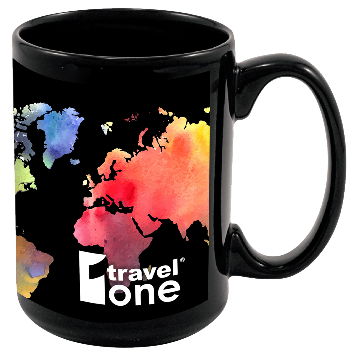 Black 15 Oz Full Color Black Stoneware Magna Mug