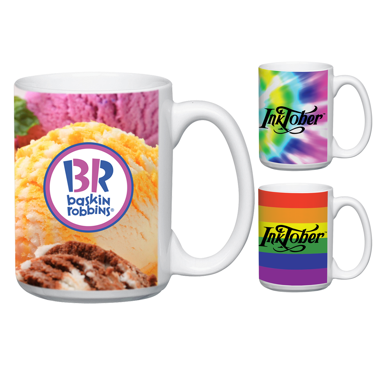 Rainbow 15 Oz Full Color White Stoneware Magna Mug