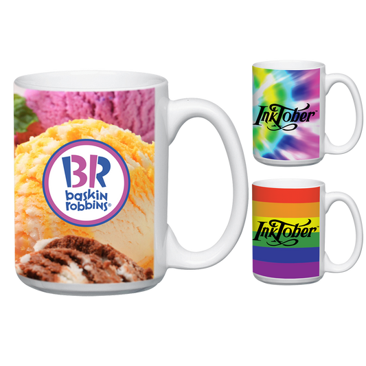 Rainbow 15 Oz Full Color White Stoneware Magna Mug