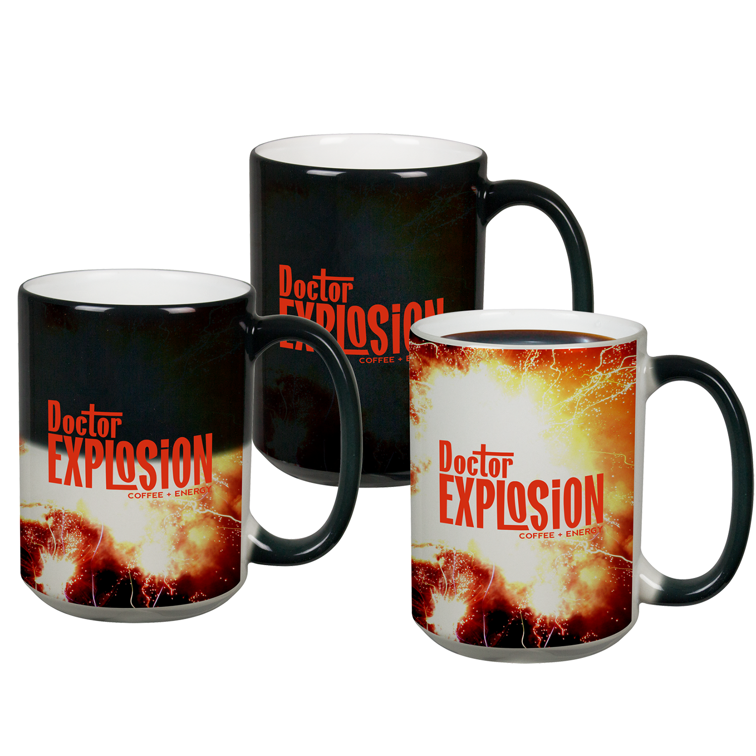 Black 15 Oz Mystique® Full Color Stoneware Mug