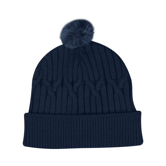 Courtney Cable Knit rPET Pom Beanie