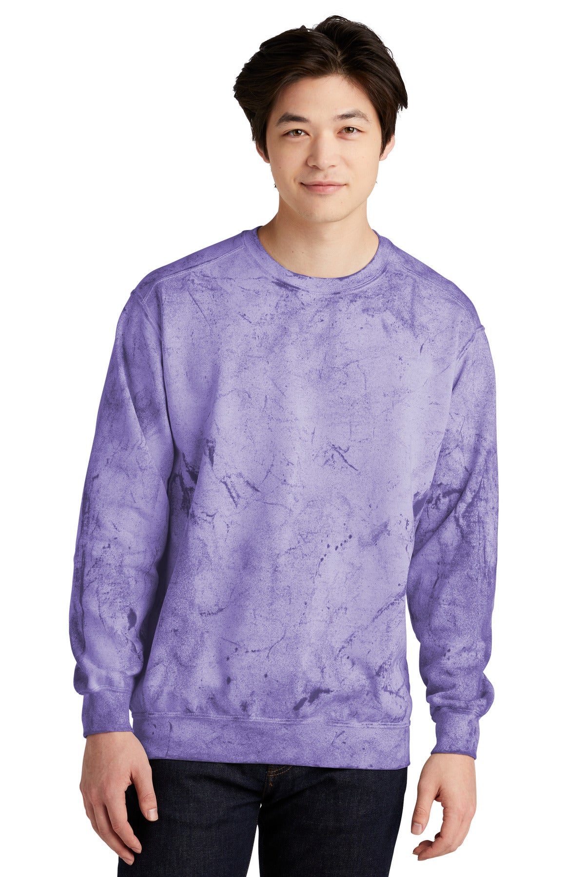 Front View of Amethyst Comfort Colors Color Blast Crewneck Sweatshirt 1545  - S