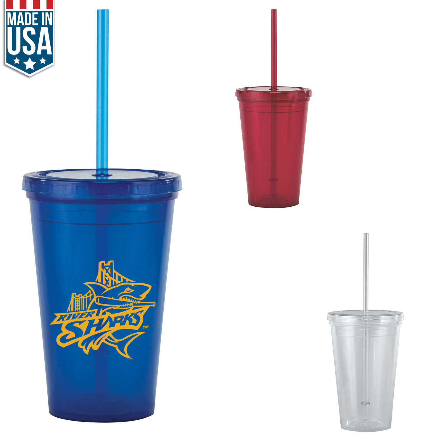 Blue 16 Oz Bolero Tumbler With Straw