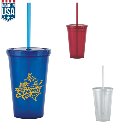 Blue 16 Oz Bolero Tumbler With Straw