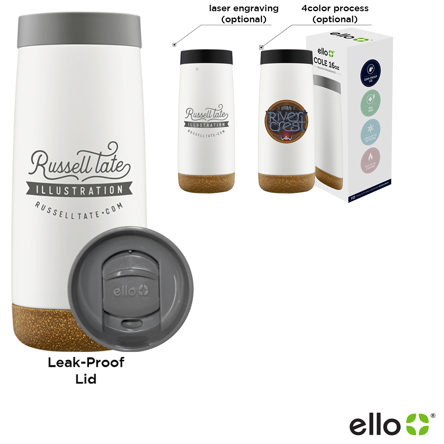 Black Black 16 Oz Ello Cole Vacuum Stainless Tumbler