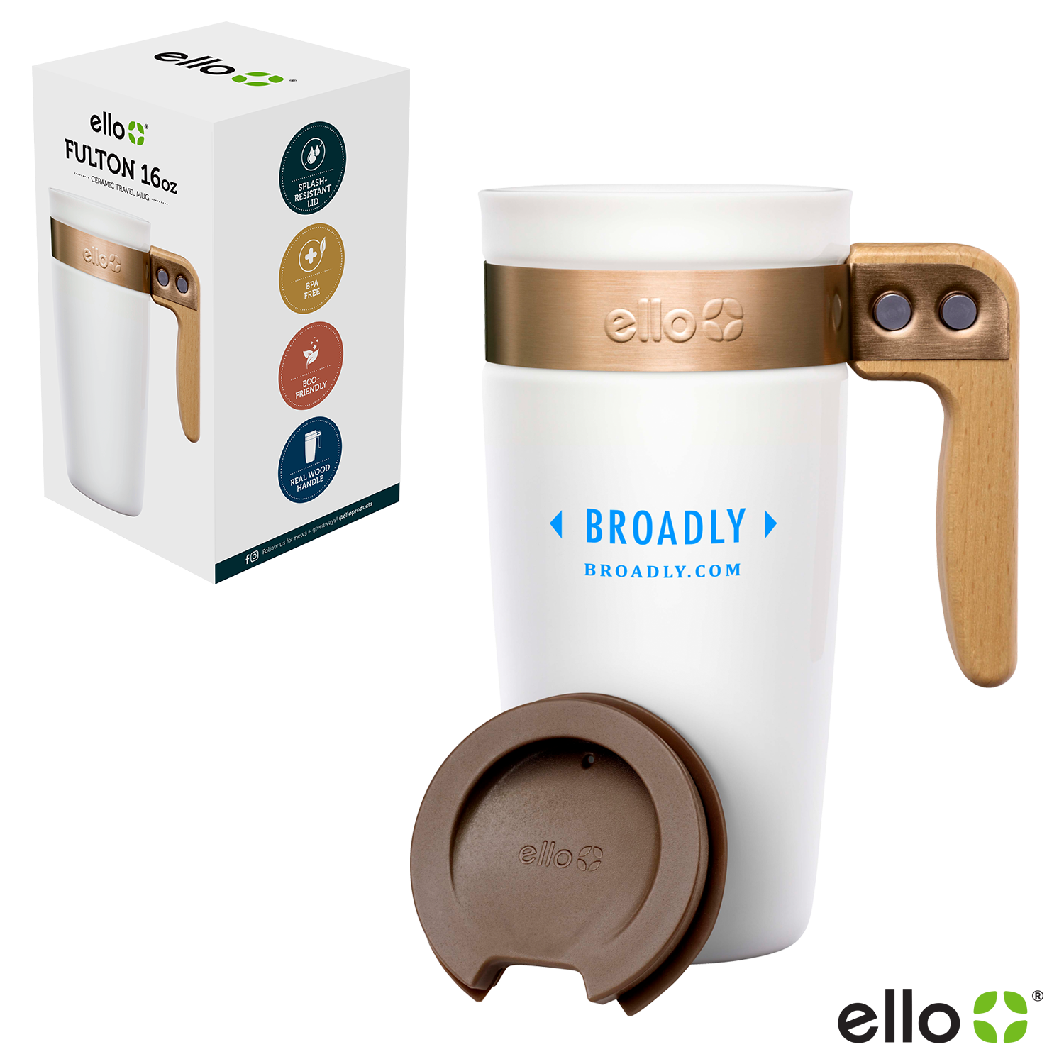 White 16 Oz Ello Fulton Ceramic Mug