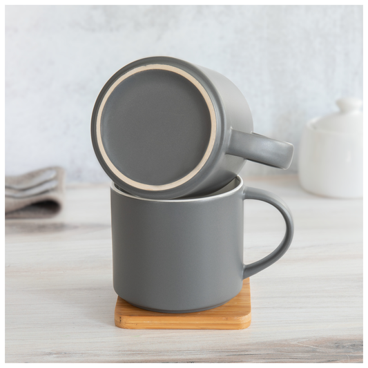 white 16 oz monaco mug - matte storm gray