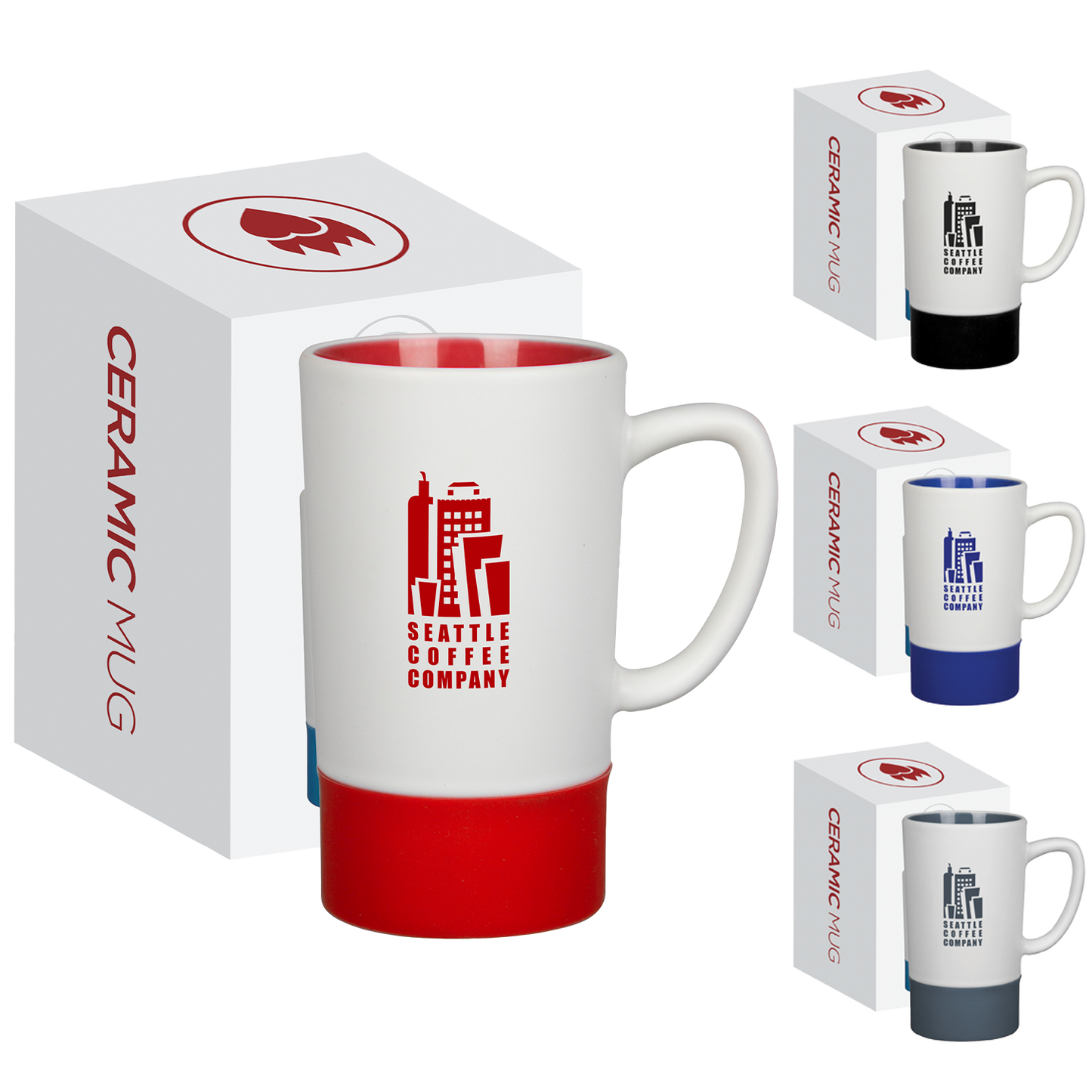 Black 16 Oz Monument Ceramic Mug With Silicone Accent