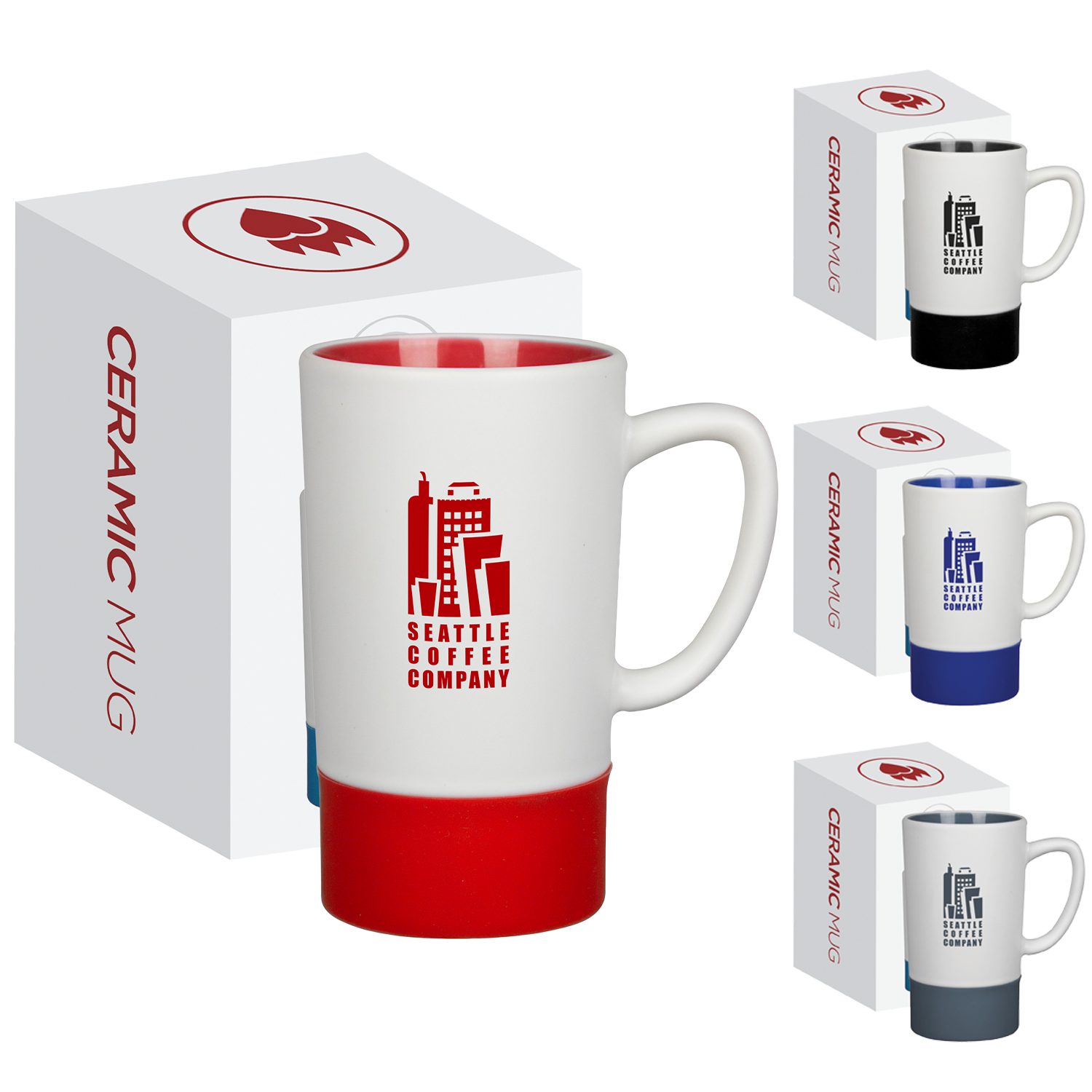 Black 16 Oz Monument Ceramic Mug With Silicone Accent