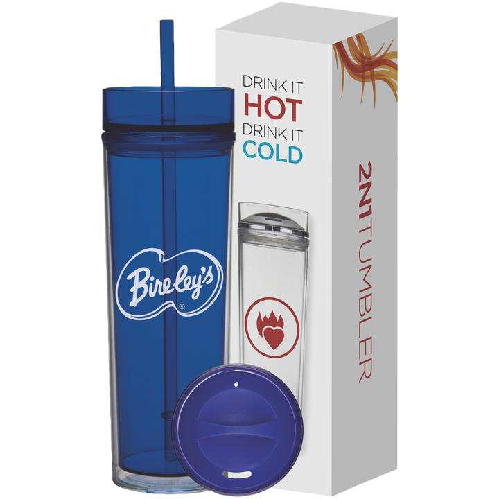 Blue 16 Oz Tube Tumbler Hot & Cold Gift Set