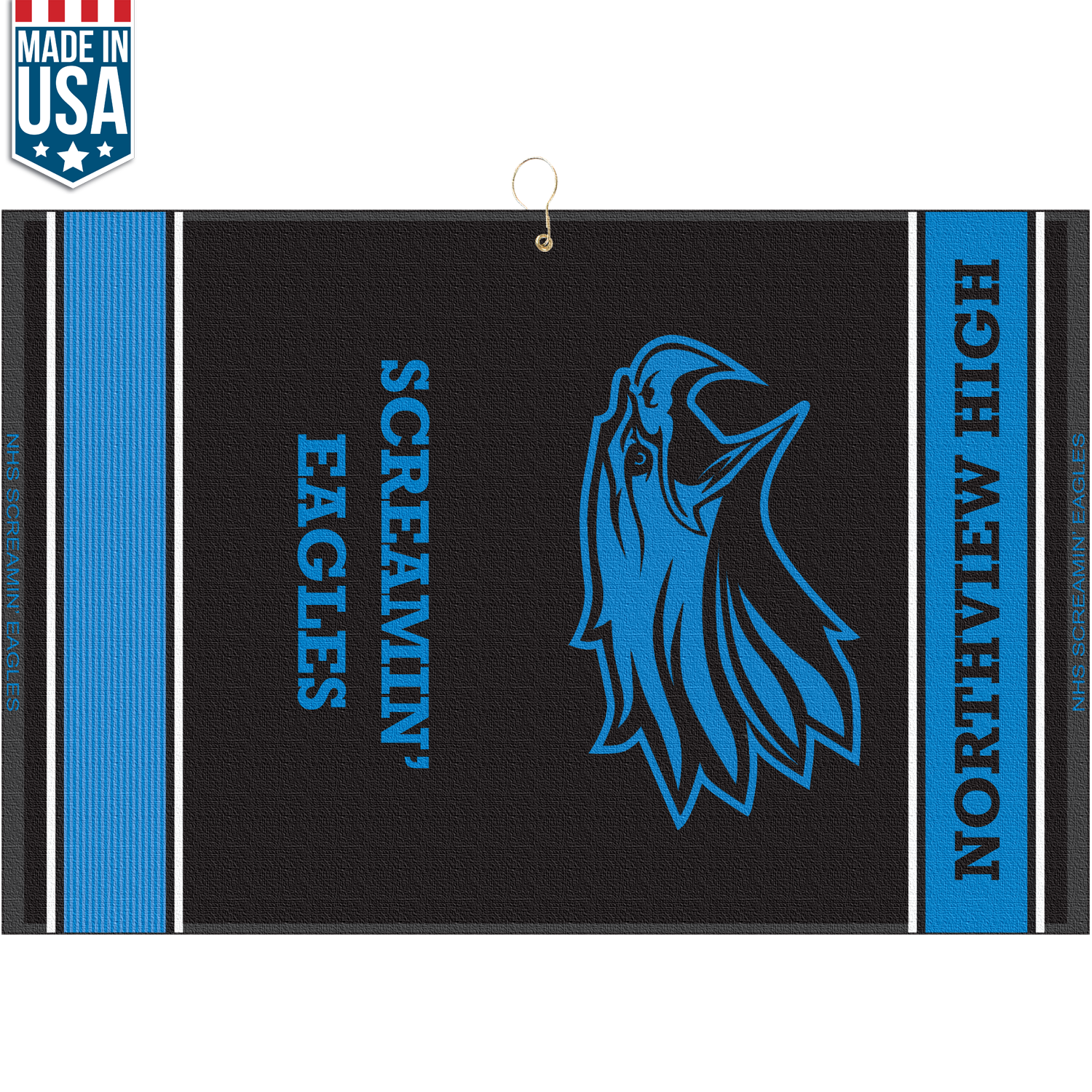 White 16" X 24" Designer Woven Golf Towel with 2 Scrubbers