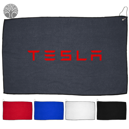 Black 16" X 26" RPET Waffle Golf Towel with Hook & Grommet