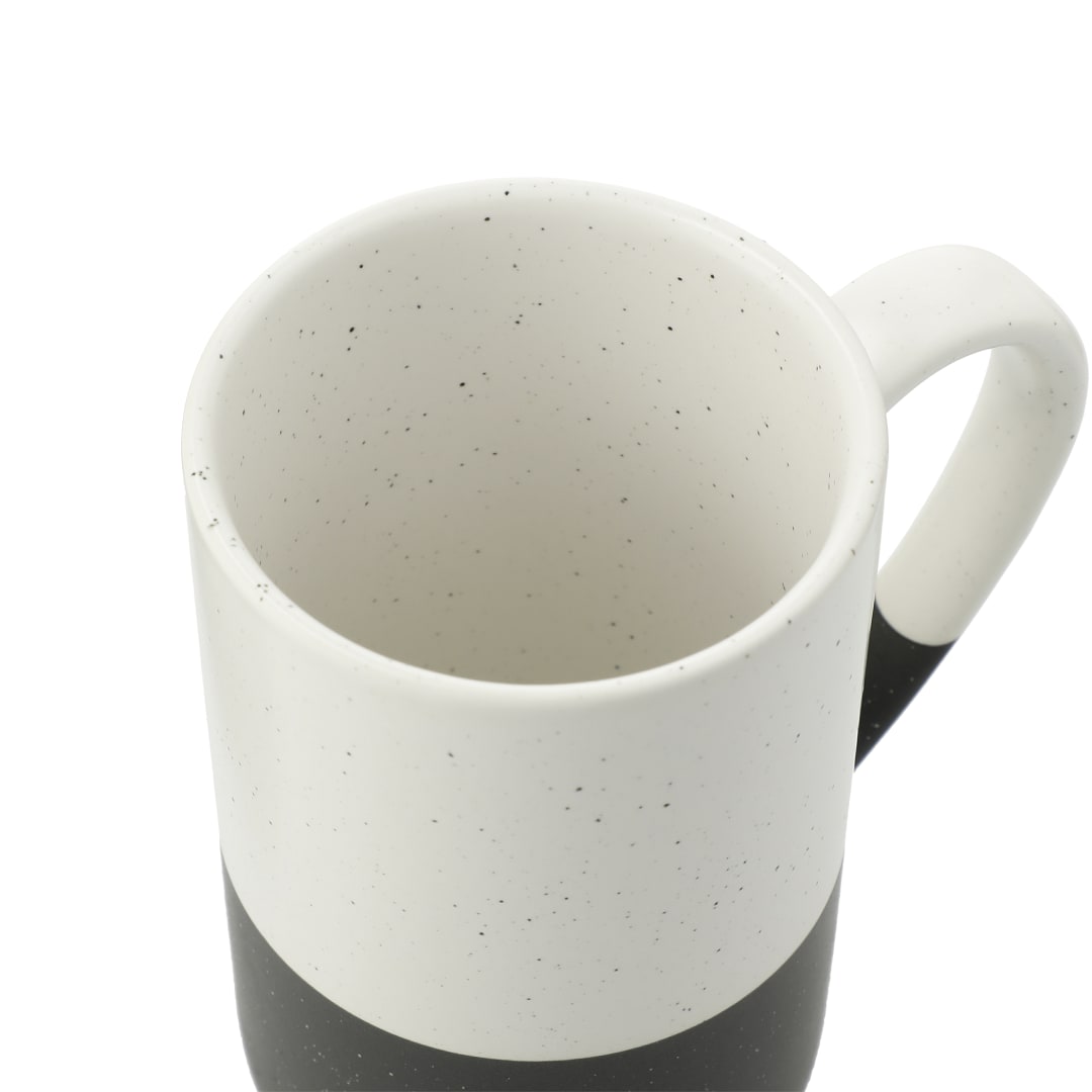 Front View of Black Speckled Wayland Ceramic Mug 13oz