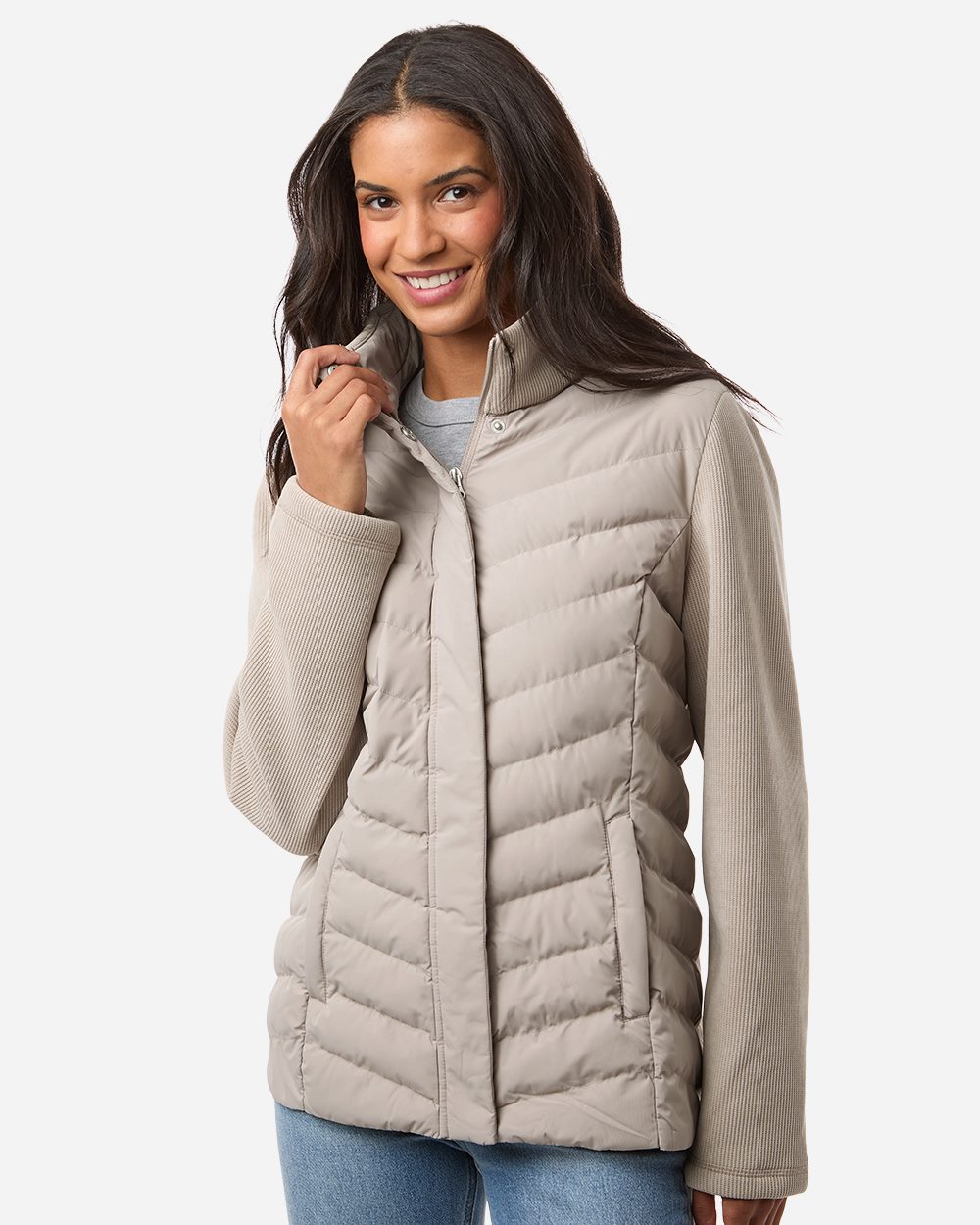 Women's Mixed Media Chevron Jacket - W26719