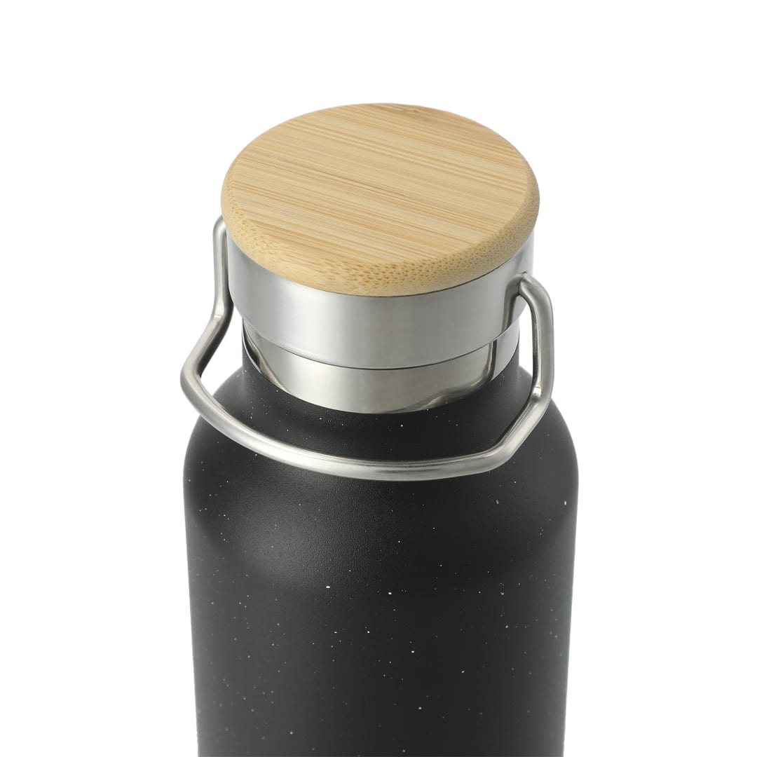 Front View of Black Speckled Thor Copper Vacuum Insulated Bottle 22oz