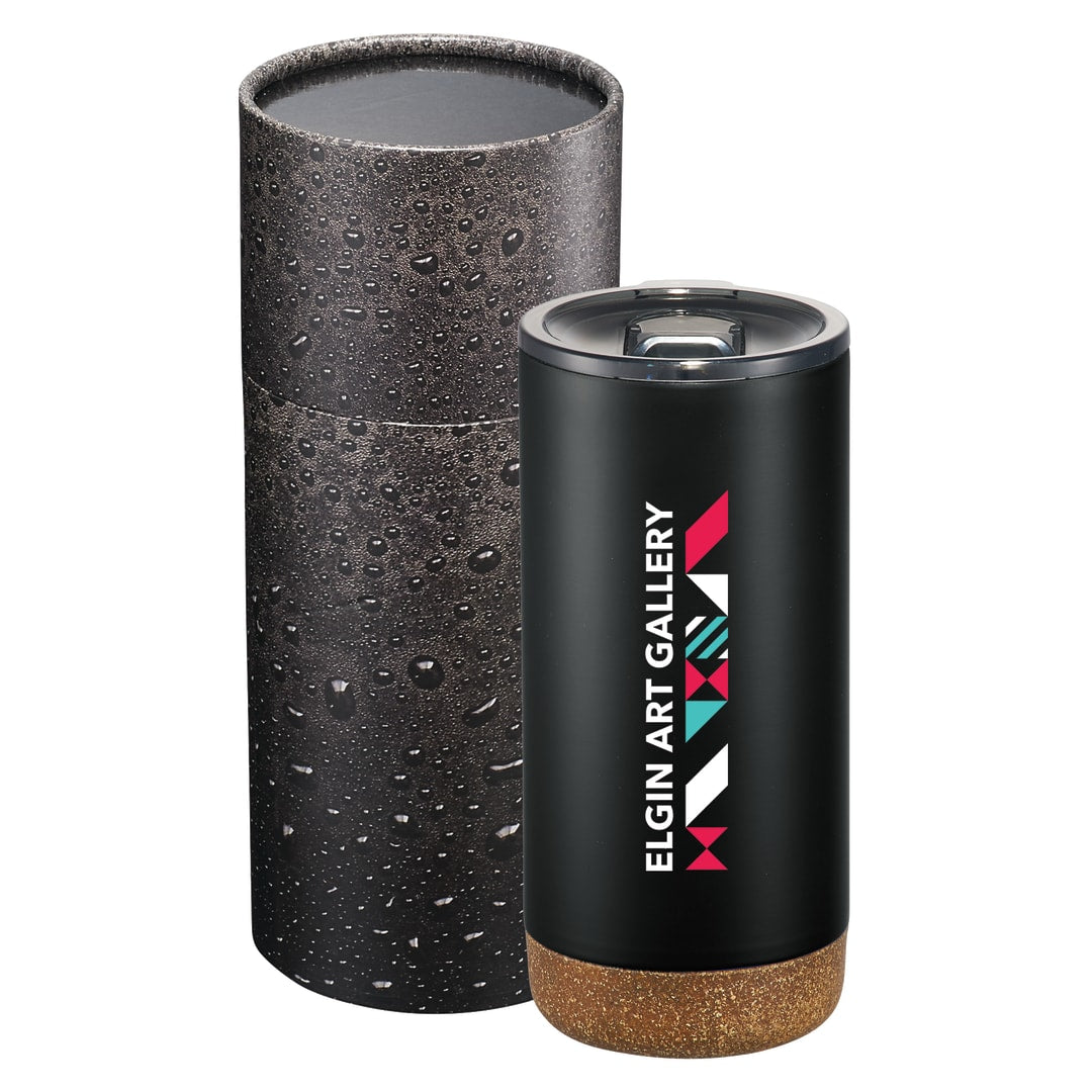 Front View of Black Valhalla Copper Tumbler 16oz With Cylindrical Box