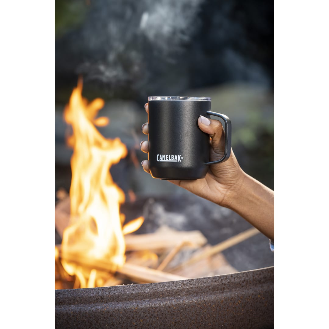 Front View of Black CamelBak Camp Mug 12oz