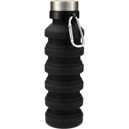 Front View of Black Zigoo Silicone Collapsible Bottle 18oz