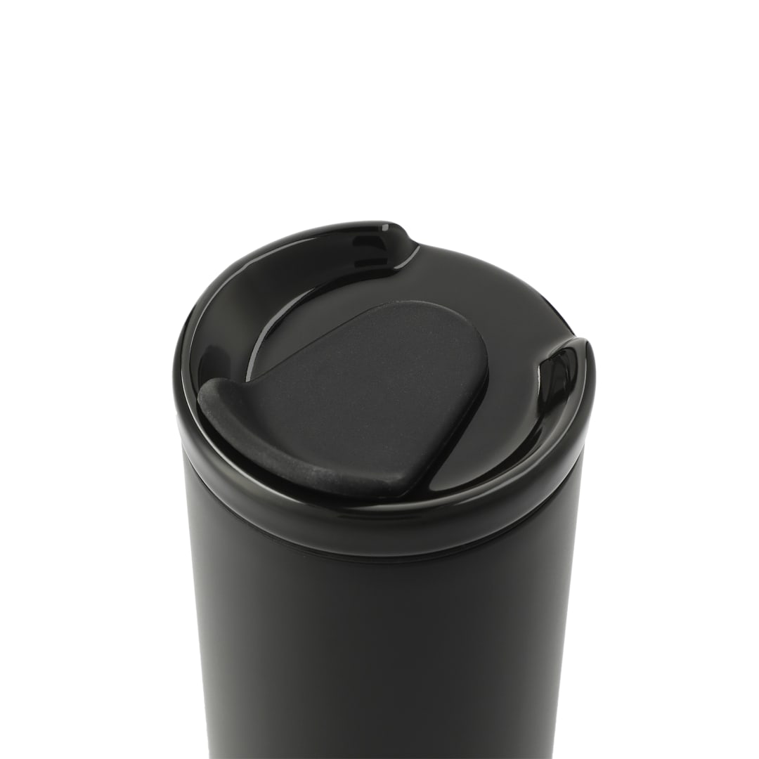 Front View of Black Seneca Tumbler 16oz w/ Ceramic Lid & Lining