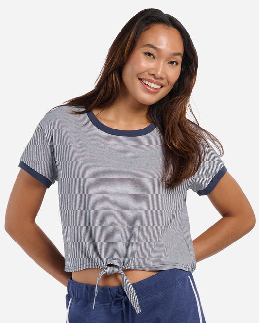 Women's Striped Tie Front T-Shirt - BW2107
