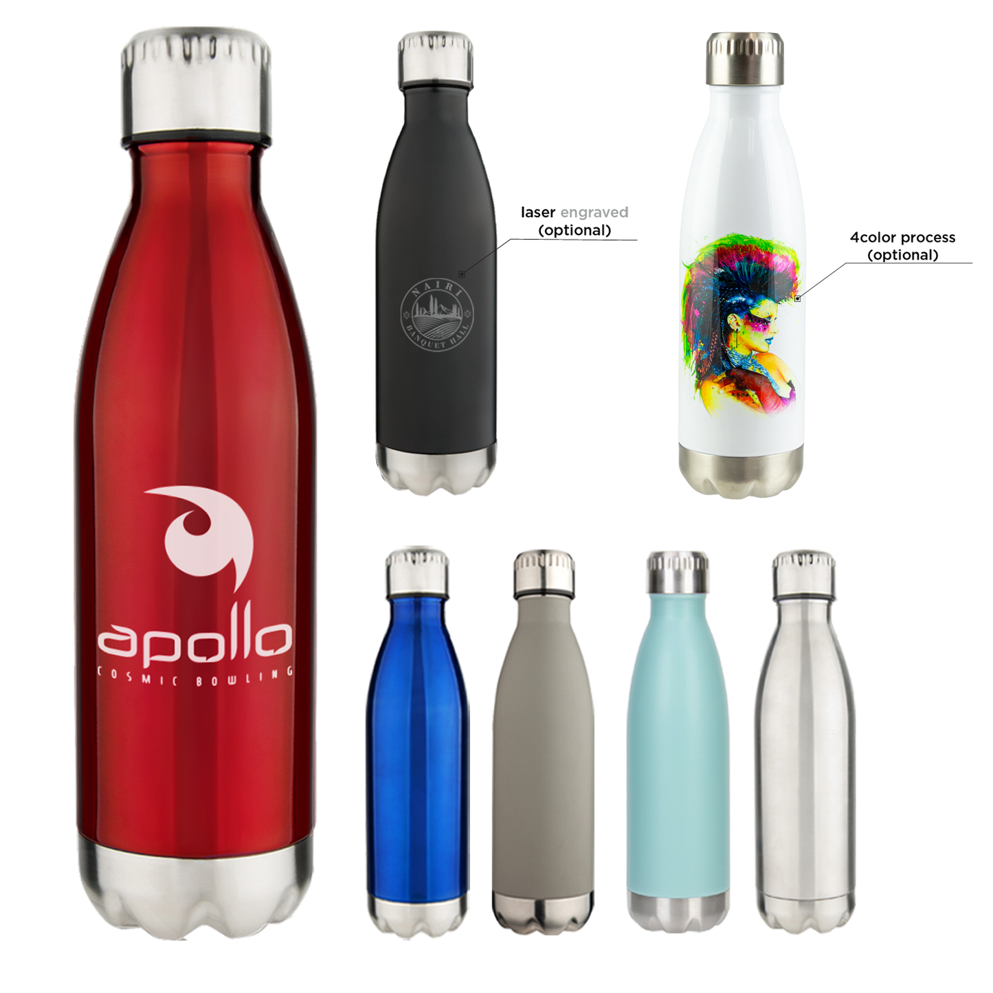 Black 17 Oz Double Wall Stainless Vacuum Water Bottle