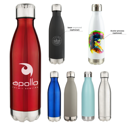 Black 17 Oz Double Wall Stainless Vacuum Water Bottle