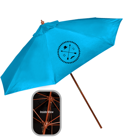 9' Wooden Polyester Market Umbrella