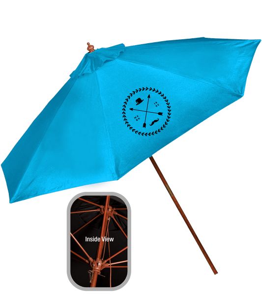 9' Wooden Polyester Market Umbrella