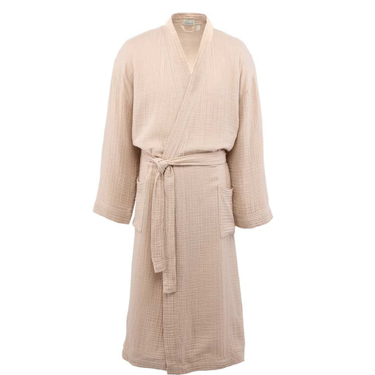 Front View of Brown Wellable Cotton Robe - Unisex  - S/M