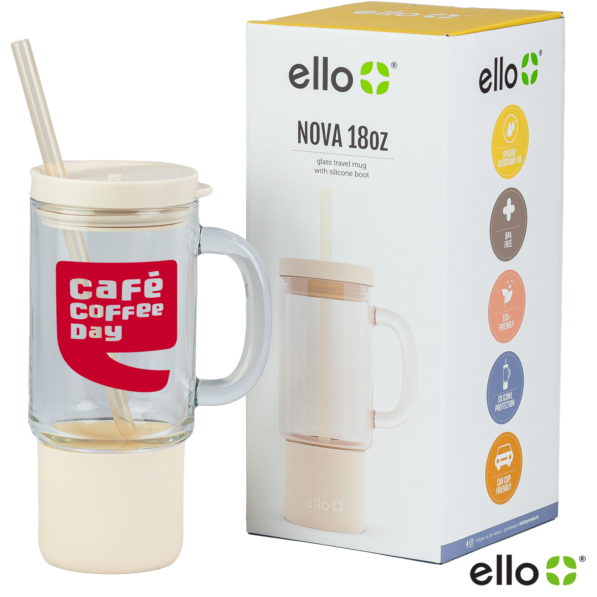 Sandbar 18 Oz Ello Nova Glass Travel Mug