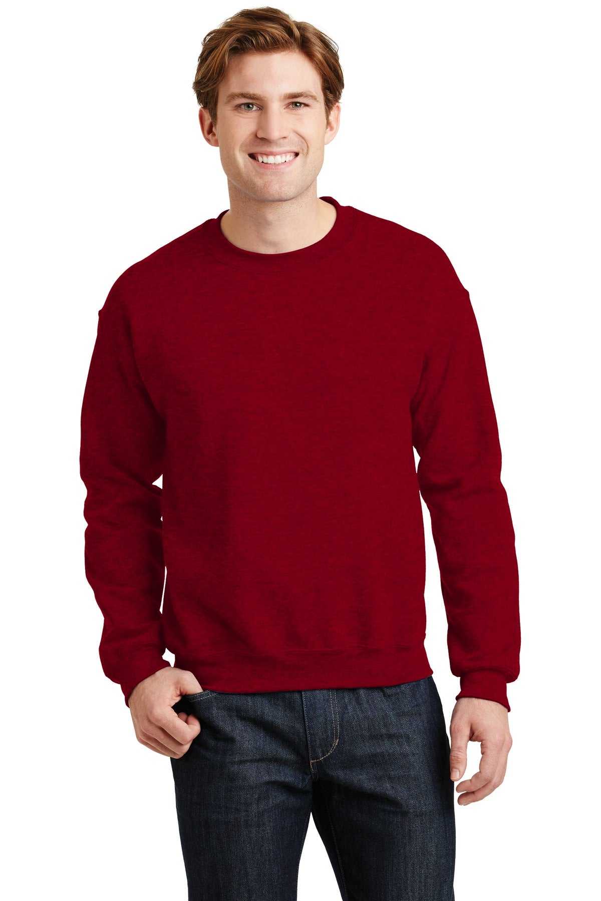 Front View of Antqu Chry Red Gildan Heavy Blend Crewneck Sweatshirt. 18000  - XS