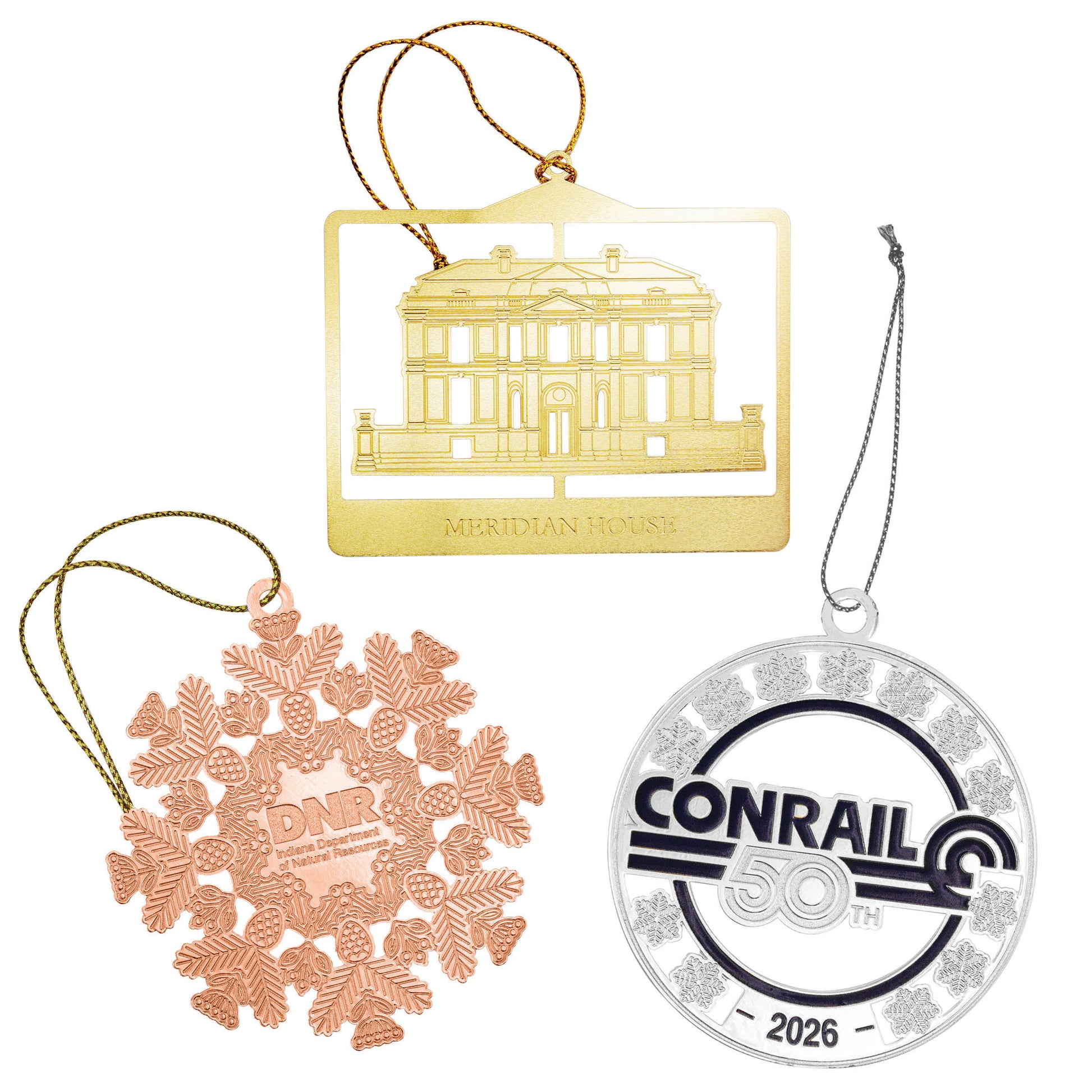 Custom Etched Brass Holiday Ornaments 2"