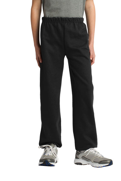 Front View of Black Gildan Youth Heavy Blend Sweatpant. 18200B  - S