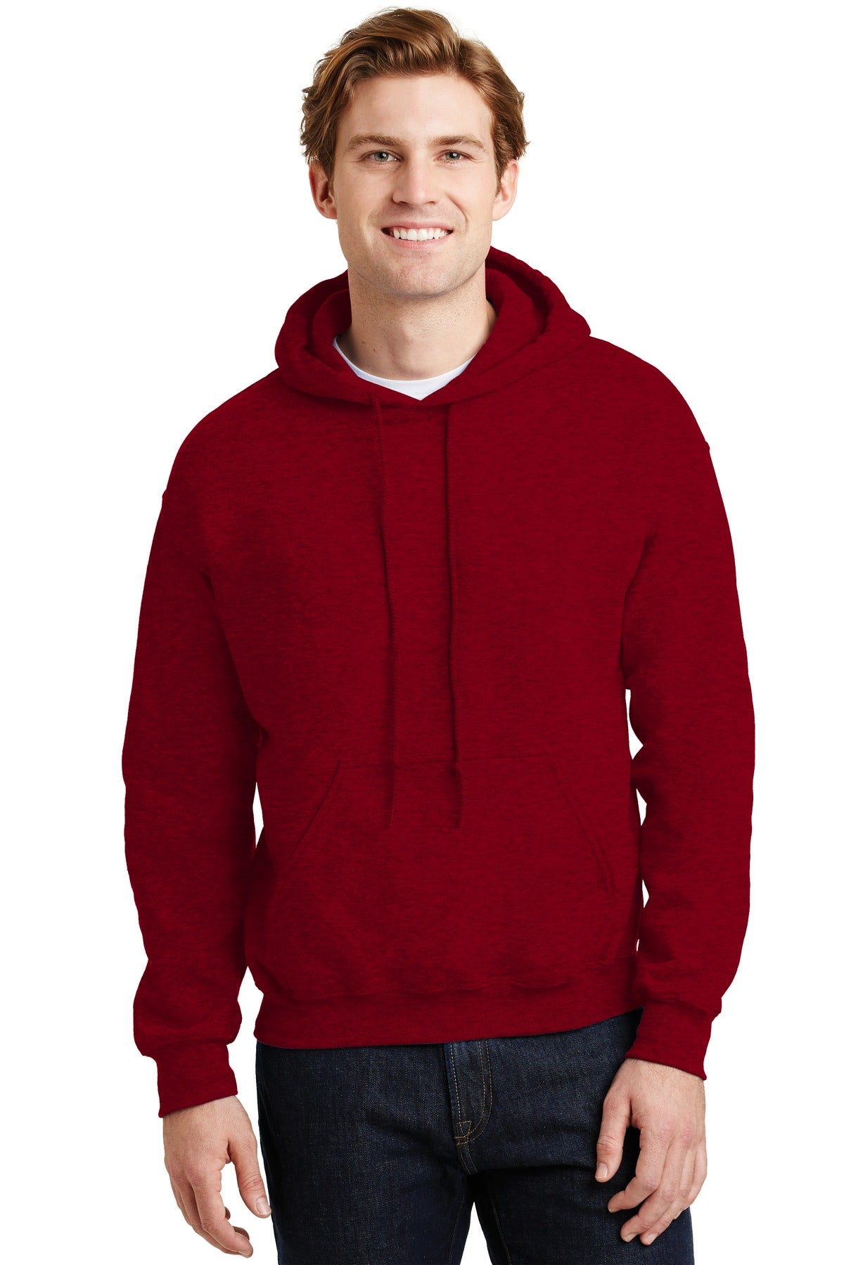 Front View of Antqu Chry Red Gildan - Heavy Blend Hooded Sweatshirt. 18500  - XS