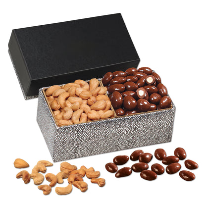 Chocolate Almonds & Cashews in Black & Silver Gift Box