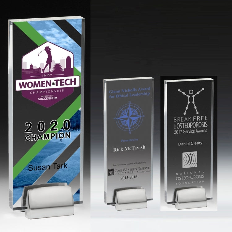 Rectangle Award w/ Chrome Base (3 1/2" x 9" x 3/4") - 4CP Imprint