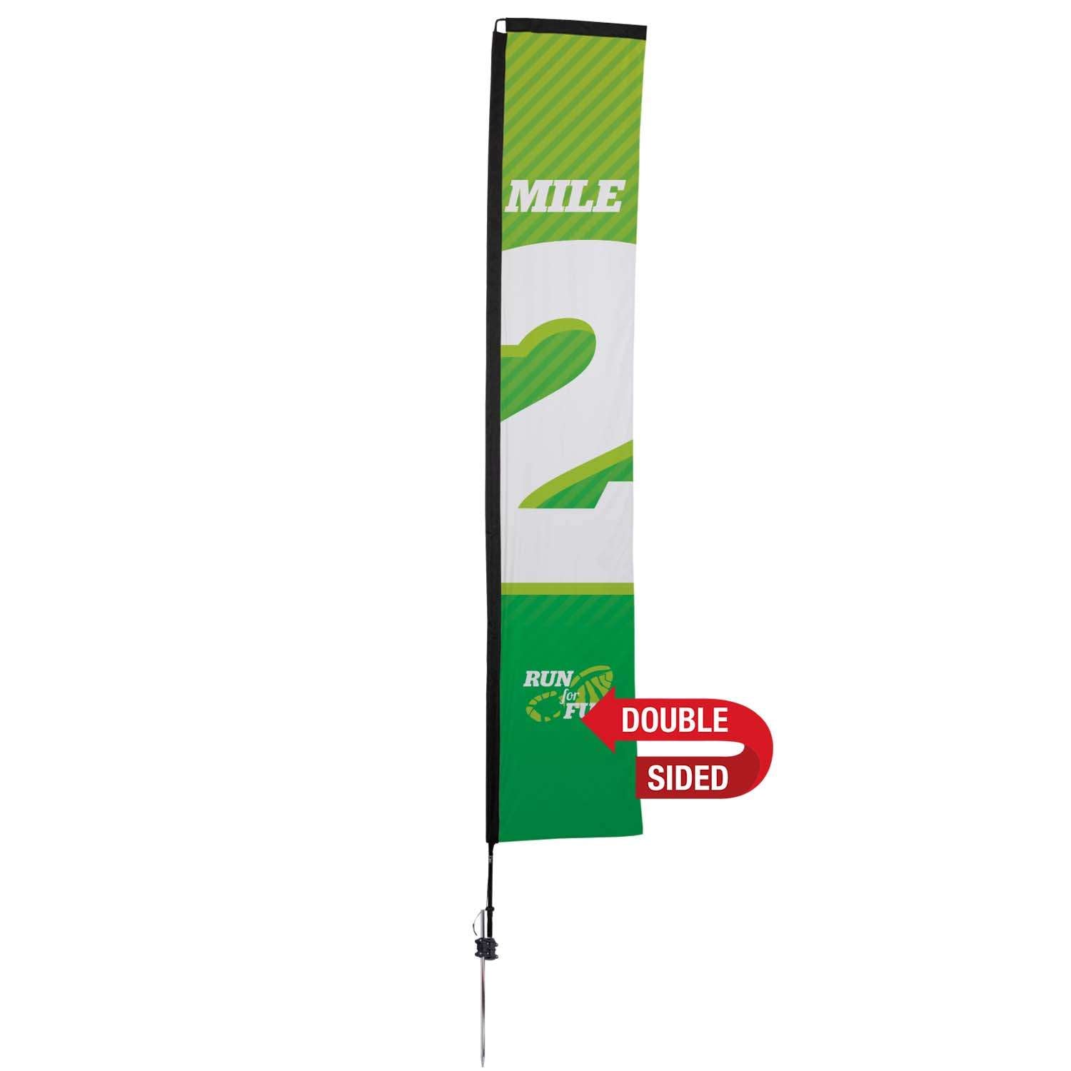 14.5' Premium Rectangle Sail Sign Kit (Double-Sided with Ground Spike & Ground Anchor)