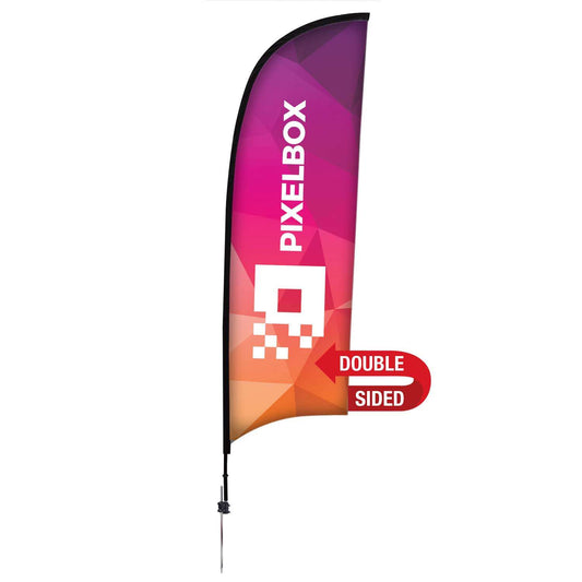 48-Hour Quick Ship 9' Premium Razor Sail Sign Kit (Double-Sided with Ground Spike)