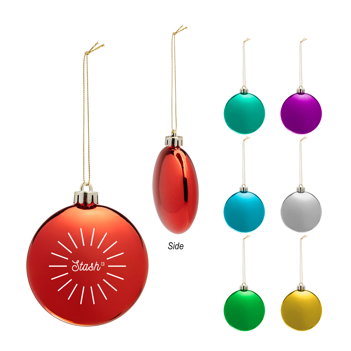 METALLIC BLUE Chrome Round Disk Ornament
