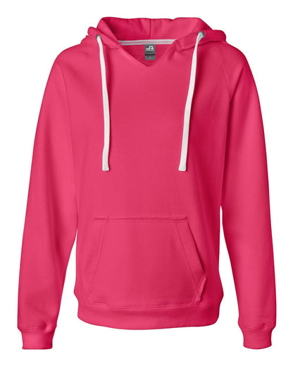 Women's Sueded V-Neck Hooded Sweatshirt - 8836