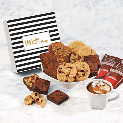 Gourmet Cookie & Brownie Gift Box with Stripes Sleeve