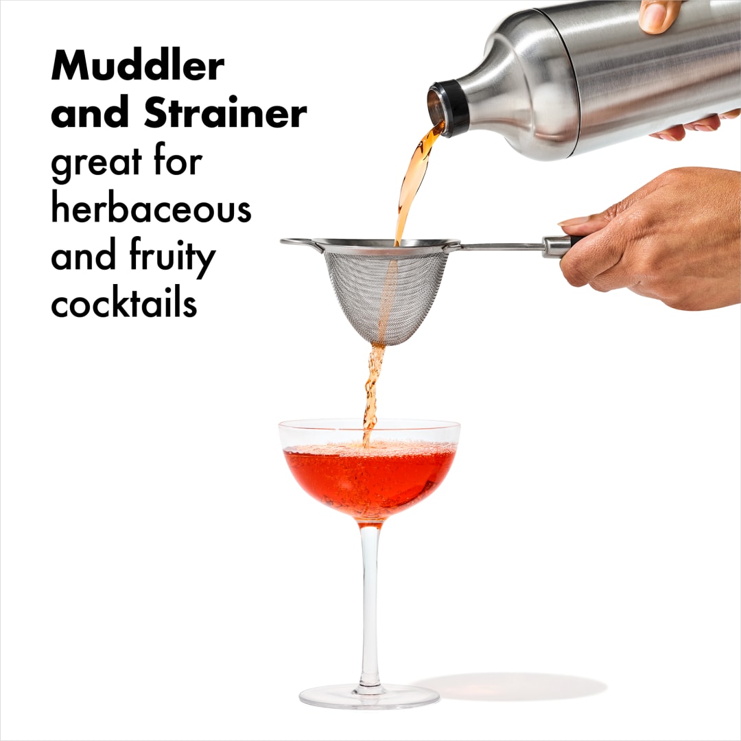 Front View of Silver OXO SteeL 6-piece Barware Set