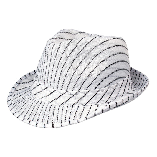 White White Pinstripe Fedora
