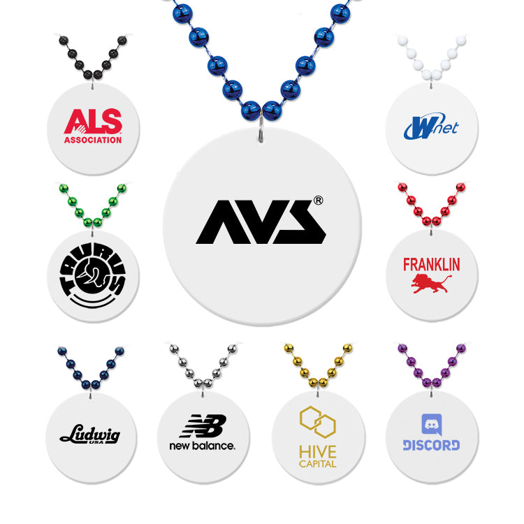 White Medallion Bead Necklace w/White Medallion