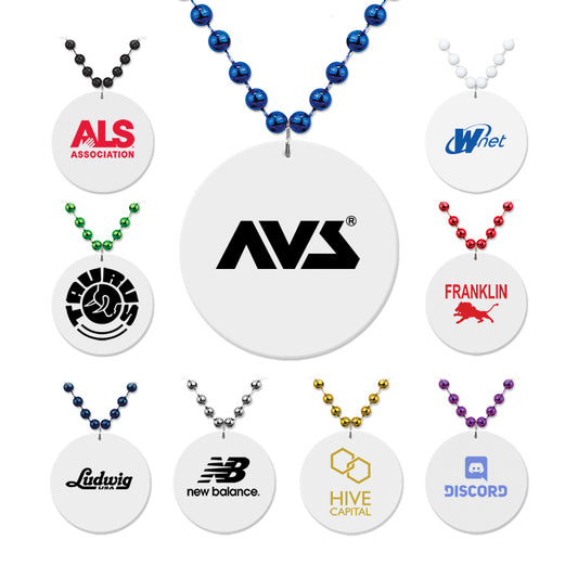 White Medallion Bead Necklace w/White Medallion