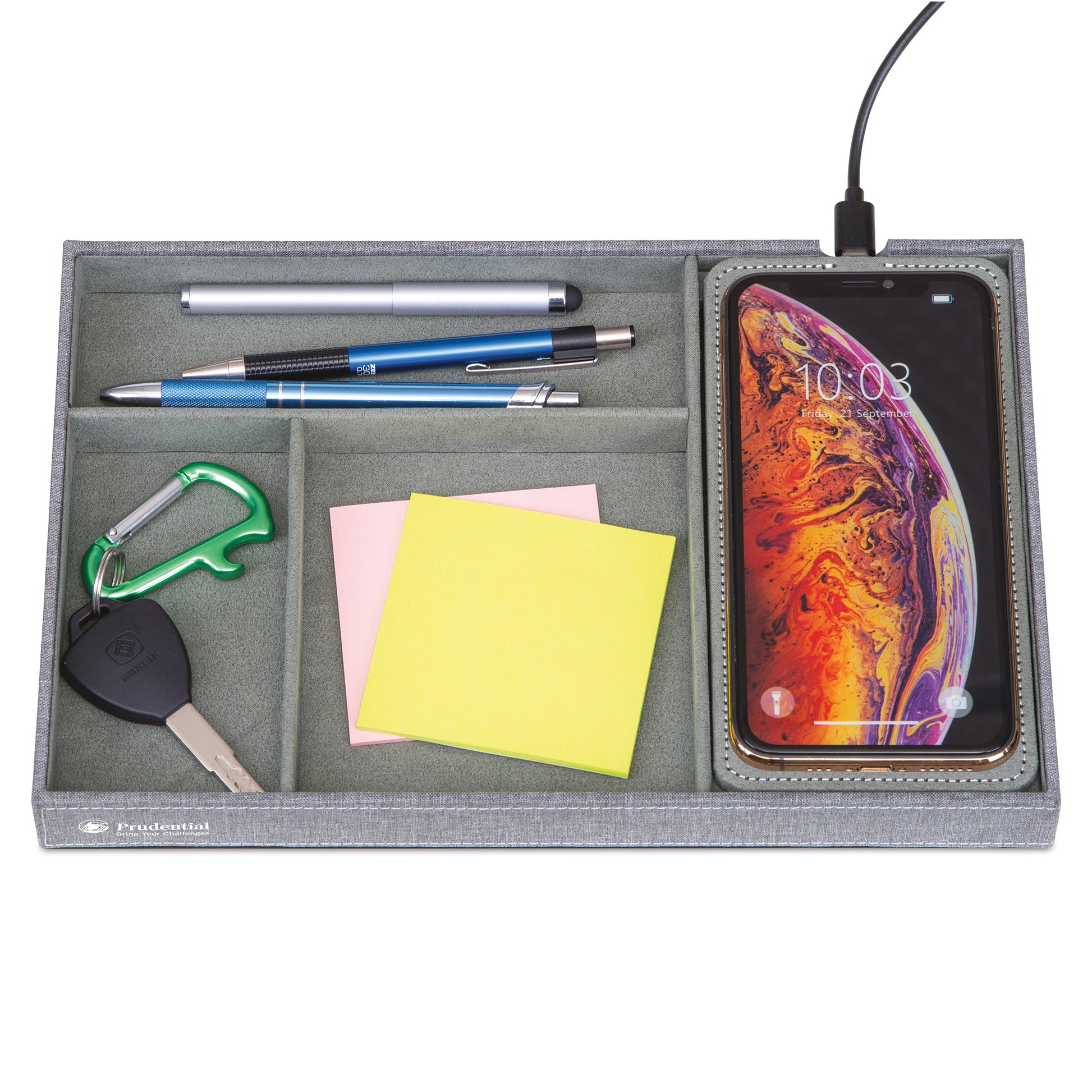 Medium Grey Heather Truman Wireless Charging Accessory Tray
