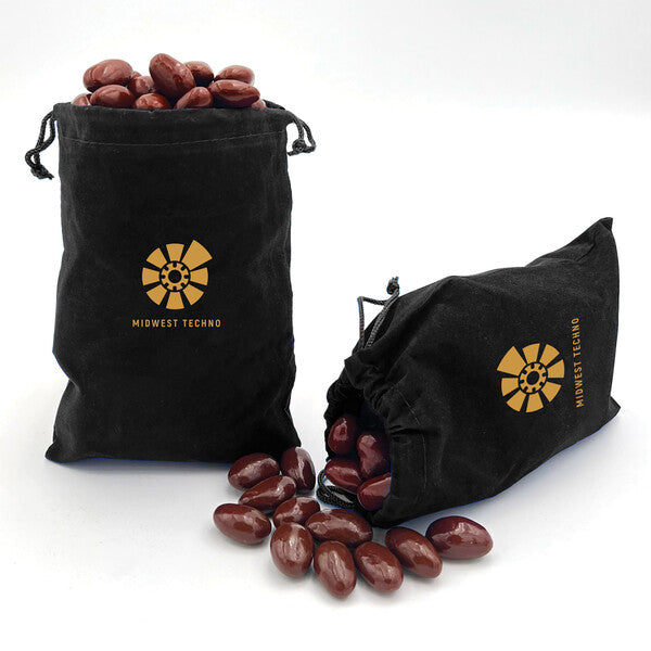 SALE - Chocolate Covered Almonds in Black Velour Gift Bag