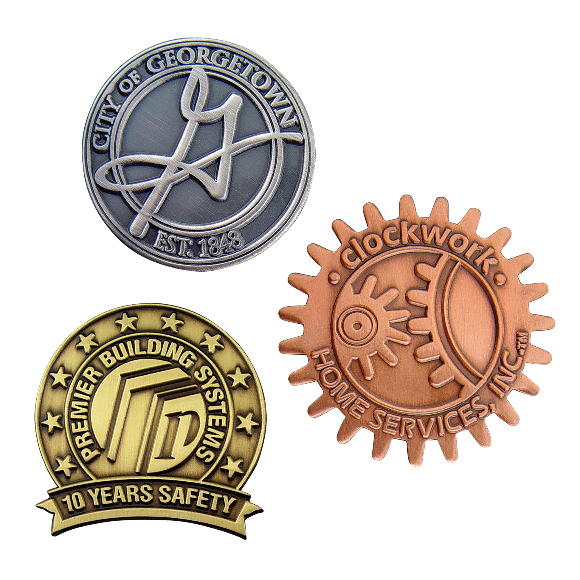 Custom Die Struck Antique Finish Lapel Pins 7/8"